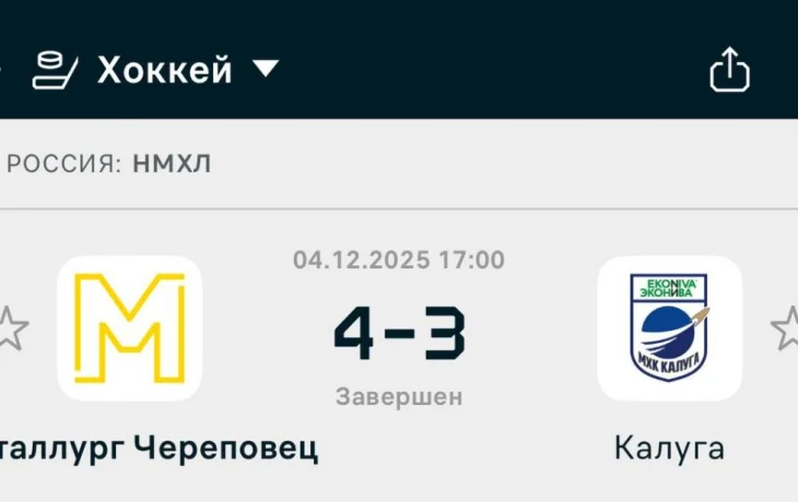 ХК &laquo;Калуга&raquo; потерпел поражение от &laquo;Металлурга&raquo; в матче НМХЛ